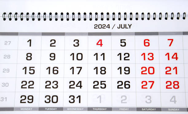 istock Calendar page for July 2024, close-up 2157364791