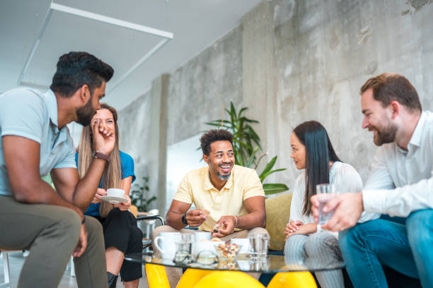 istock Mixed Race Colleagues Bonding In Relaxed Atmosphere 2157365546