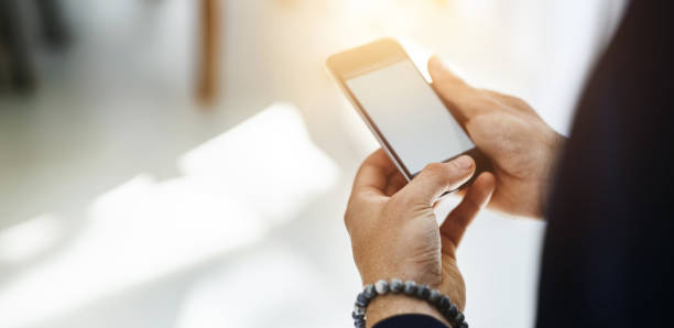 istock Business man, hands and cellphone screen with social media and scroll on app with email. Text, employee and mobile networking with texting message of creative worker at company with web search 2157367766