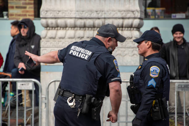 February 10, 2019: Police officers of the Washington Metropolitan Police provide security for the Chinese New Year Parade in Washington DC.