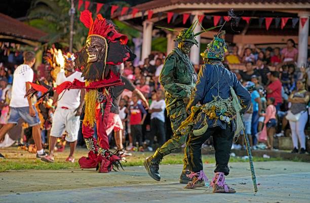 March 10, 2017 during the Portobelo Congos and Devils Festival in the province of Colon, Rep. of Panama is a cultural and tourist event whose objective is to enhance the process of rescue and preservation of the cultural heritage of the region.The dance is representative of the struggle for the freedom of the black slaves of the Spanish colony. The Congo dance is a mockery of the Spanish slave, the Devil represents the Spaniard with his punishing whip.