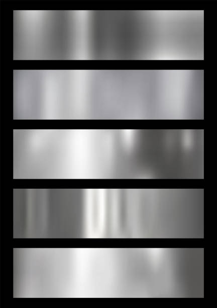 Silver metal gradient set. Vector metallic texture on black background . vector illustration. Silver metal gradient set. Vector metallic texture on black background . vector illustration. chrome stock illustrations