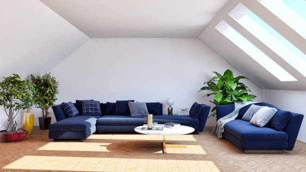 istock Large luxury modern bright interiors Living room mockup illustration 3D rendering image 2157378454