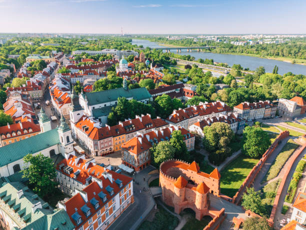 Arial view of Old Town Warsaw Poland