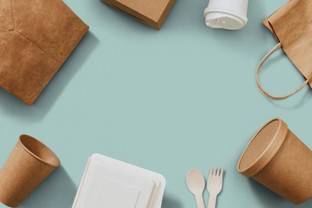 istock Food packages frame in delivery concept 2157381257