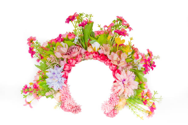 Hair accessory with flowers on white background