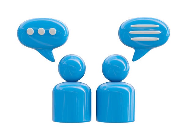 3d Icons of people with speech bubble isolated on white background. Discussion icon. 3d illustration