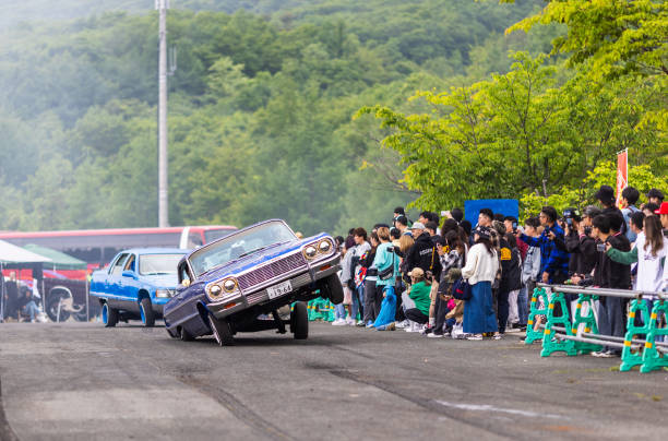 Race car drifting on speed track