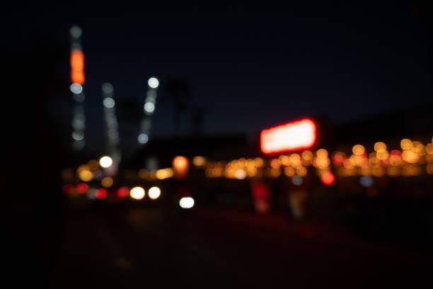 Blurred neon night city lights, good for backgrounds, copy space