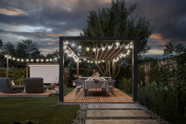 istock Outdoor dining area with a skyview in the evining 2157387112