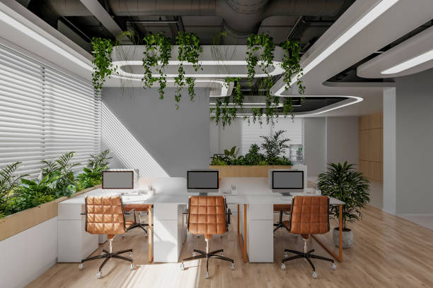 istock A modern open-plan office with abundant natural light, minimal interior 2157387194