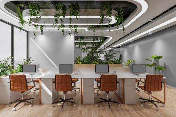 istock A modern open-plan office with abundant natural light, minimalist decor, and workstation 2157387195