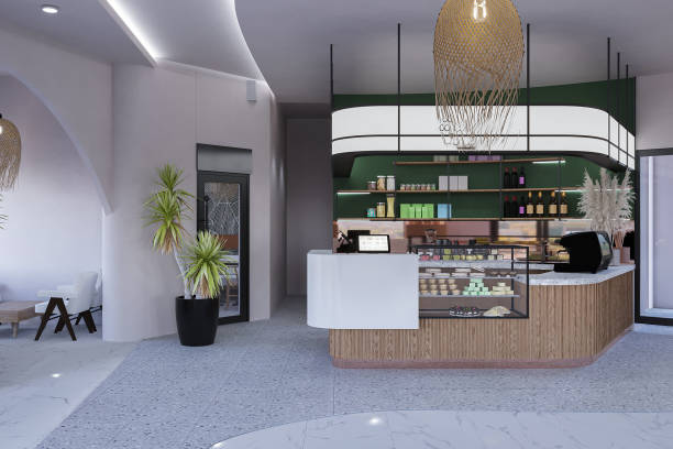 istock Interior of a spacious cafe bar 2157387285