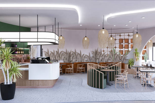 istock Interior of the bright and neutral restaurant 2157387289