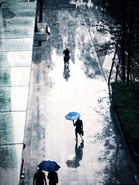 istock Rain Drop With Cityscape, Rain Day People Background, 2157387336