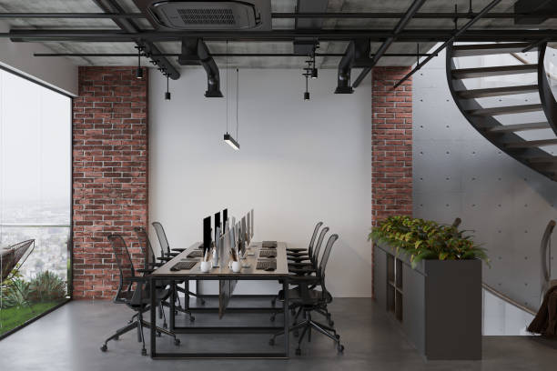 istock large office with several jobs, interior of modern office, modern office with panoramic windows and city views 2157387446