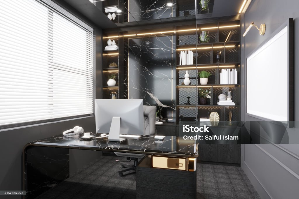 Boss Private Computer Room Luxury Modern Working Office Boss Room 3d Rendering Stock Photo ...