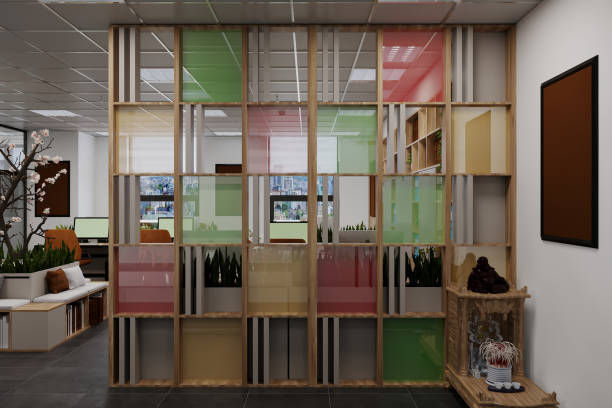 istock Wall divider wooden file case with office documentary file in a corner. 2157387575