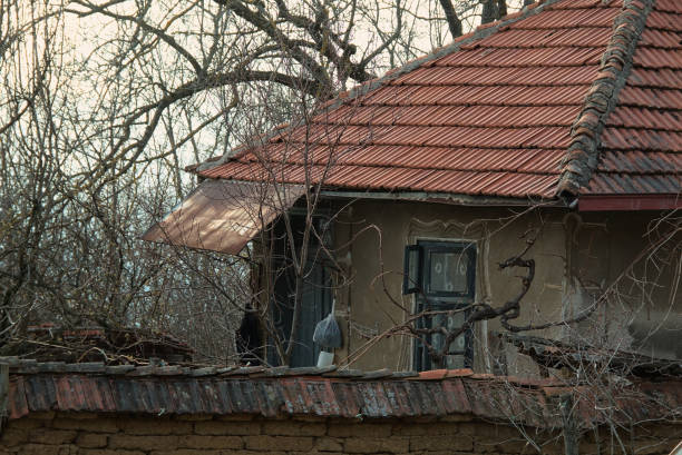 Many mountain villages in the Balkans are empty with many abandoned homes. Houses like this are a common sight.