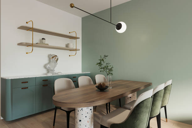istock Interior of a open plan apartment, foyer and dining area 2157387763