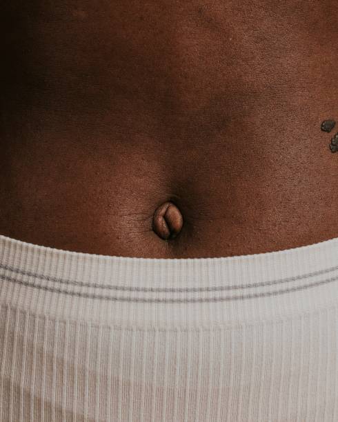 close up of woman navel