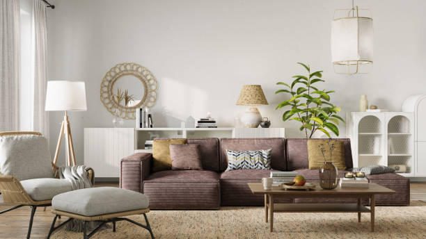 istock Interior design of modern apartment. Interior mockup, 3d render 2157388307