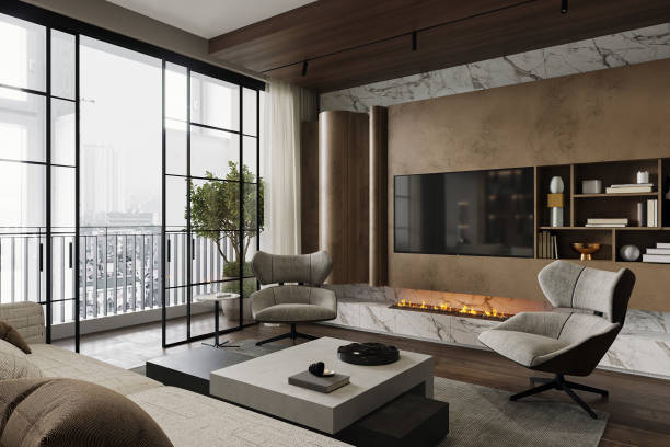 istock A large spacious living room in a modern style. 2157388882