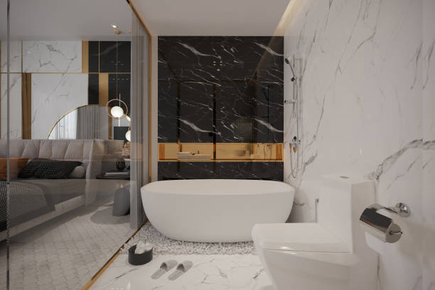istock Luxury bathroom toilet bowl and bathtub 2157389013
