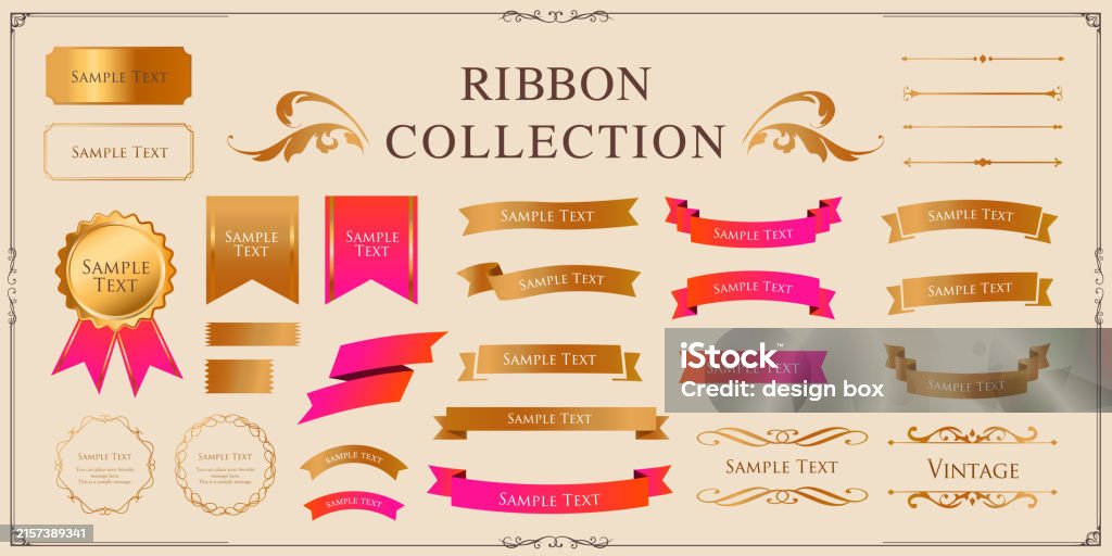 Rustic Ribbon Frame Background Ribbon Decoration Design Set And Antique Borders And Frames Design ...