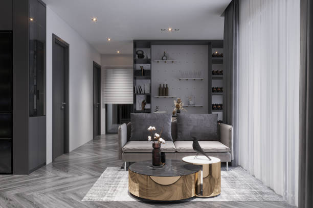 istock 3d rendering luxury and modern living room with leather sofa 2157389520