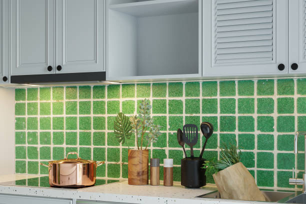 istock Interior Concept of White Apartment Kitchen with pop color. 2157389934