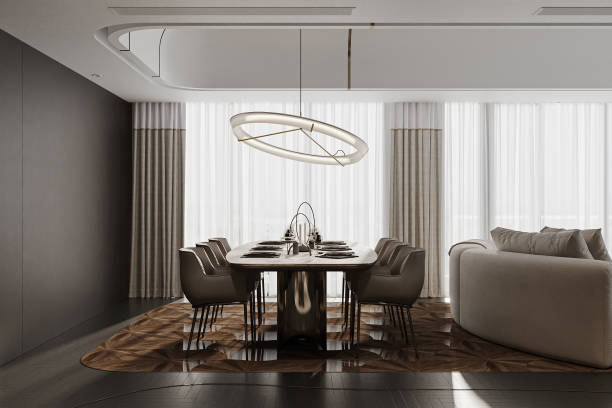 istock Modern, bright, clean dining room with modern inteior design and furnishings. 2157390290