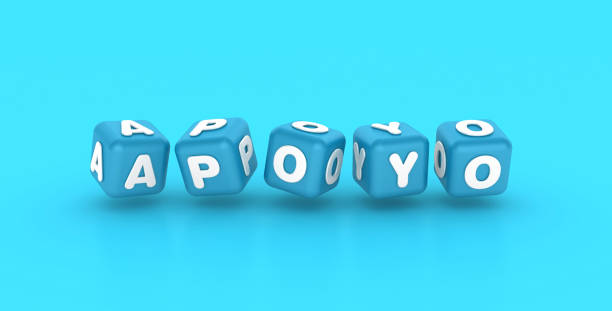 Spanish Word Apoyo Buzzword Cubes - Colored Background - 3D Rendering