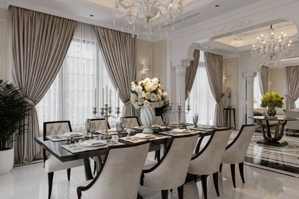 istock Enjoy a luxurious dining experience in a sophisticated home with ample lighting. 2157391222