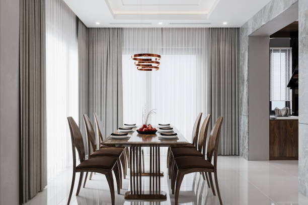 istock Luxury Dining Set placement In Dining Room with a Wonderful Window Decor lifestyle 2157391327