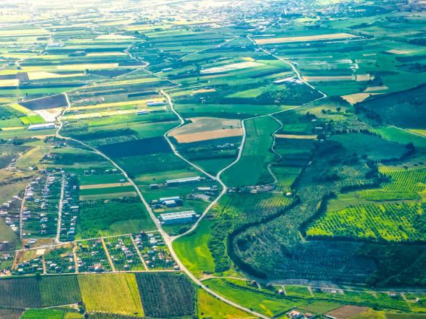 istock Aerial view of green agricultural fields 2157392769