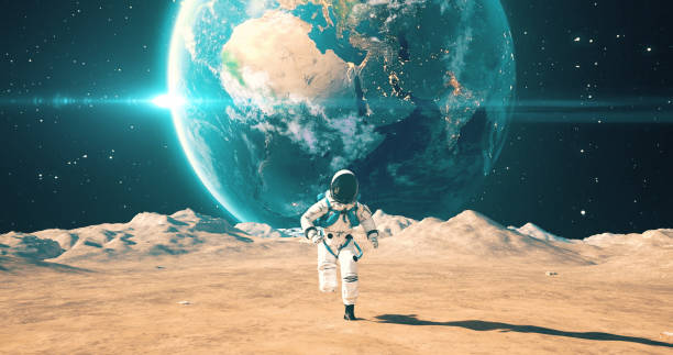 istock Brave Young Male Astronaut in Space Suit Confidently Running On Mars. 2157392942