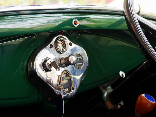 close-up of an old gray car