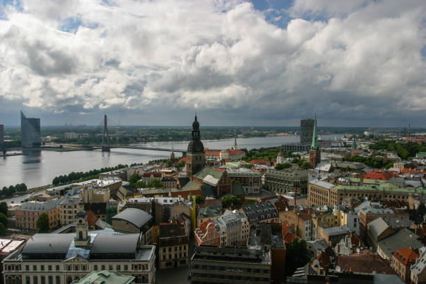 istock Riga city Latvia aerial view 2157396215
