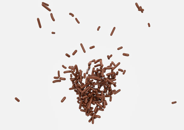 istock Group Of Chocolate Sprinkles, Cakes And Bakery Items Scattered On White Background 3D Illustration 2157402377