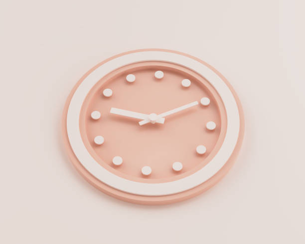 istock Minimalist Pastel Pink And White Rounded Wall Clock 9:10 Nine Ten 21:10 Time 3D Illustration 2157402379