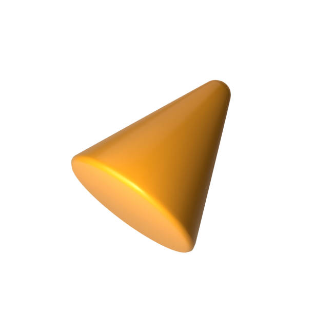 istock Abstract yellow 3D cone illustration, isolated on white background. Perfect for infographics, digital, and print materials. Modern, realistic, and scalable vector graphic for versatile design use. 2157404967