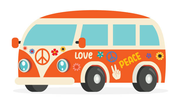 illustrations, cliparts, dessins animés et icônes de dessin animé d’enfants hippies - hippie