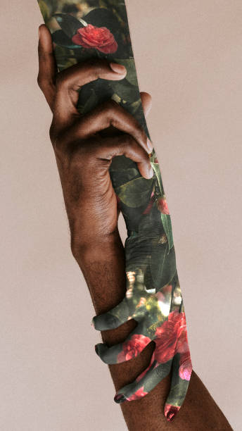 Painted colorful black hands holding each other mobile phone wallpaper