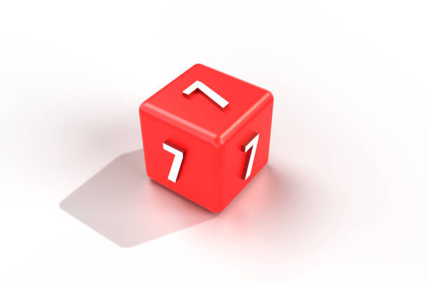 istock 3d render red cube and number 7. Number 7 on 3d cube. red cube and number 7 on white background 2157414183