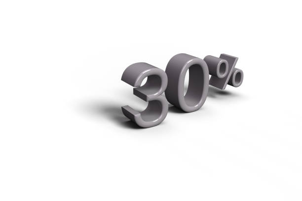 istock 3d render gray 30 percent symbol on white background. 3d rendering 30 percent concept 2157414971