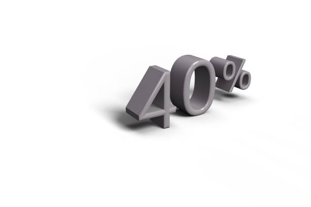 istock 3d render gray 40 percent symbol on white background. 3d rendering 40 percent concept. 2157414973