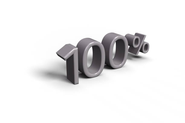 istock 3d render gray 100 percent symbol on white background. 3d rendering 100 percent concept. 2157415010