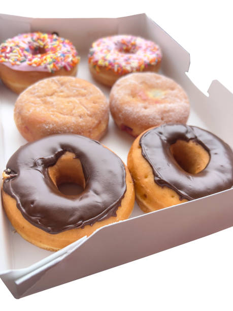 istock variety of donuts in box isolated on white 2157415453
