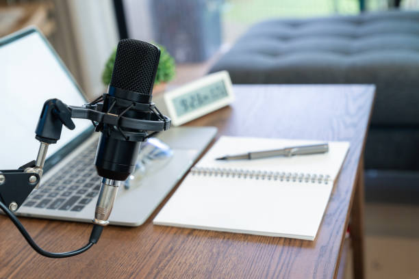 istock microphone recording podcast at home 2157417372
